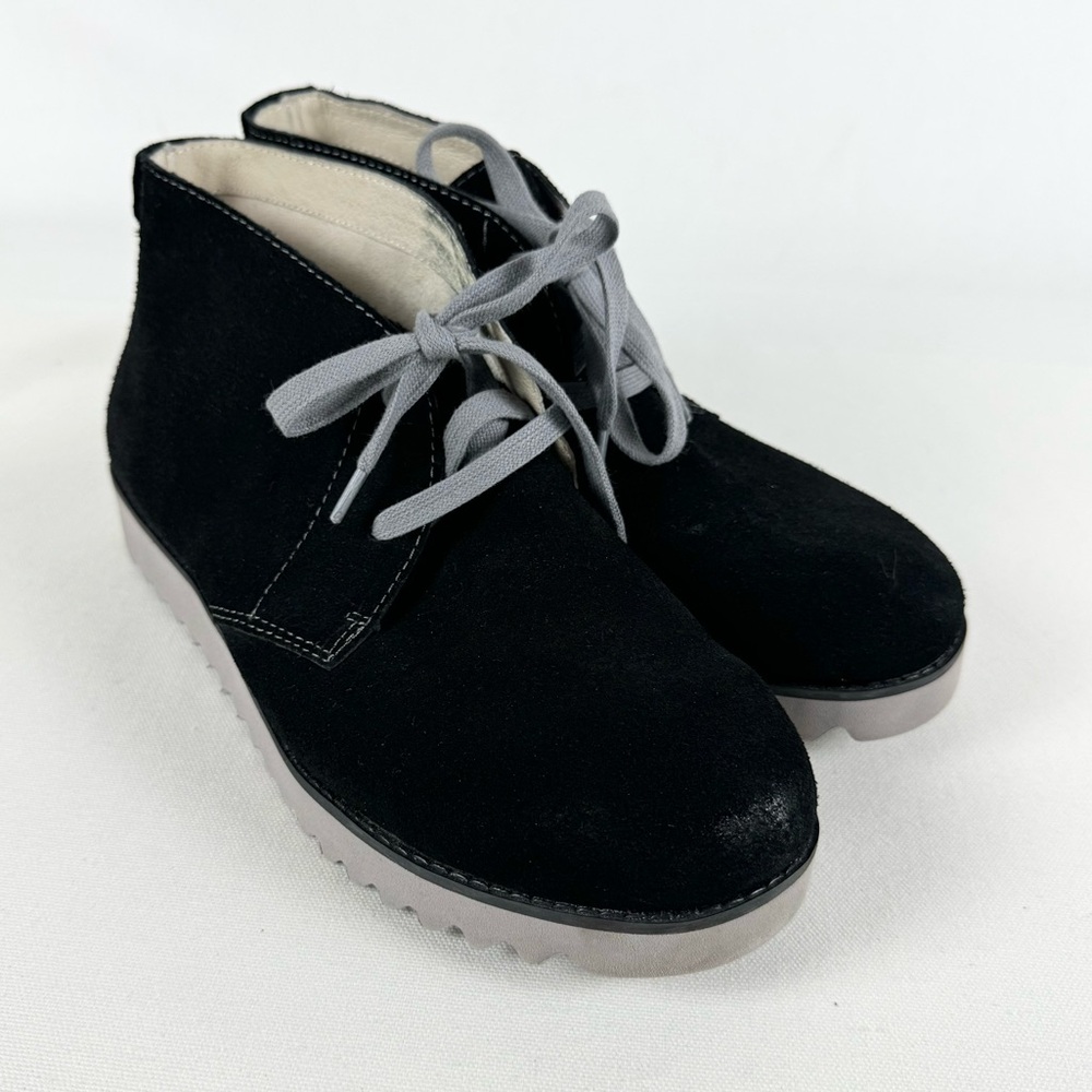 Jambu Gianna Lace Up Suede Leather Booties Black/Steele Women’s 9.5 J2GIA01
